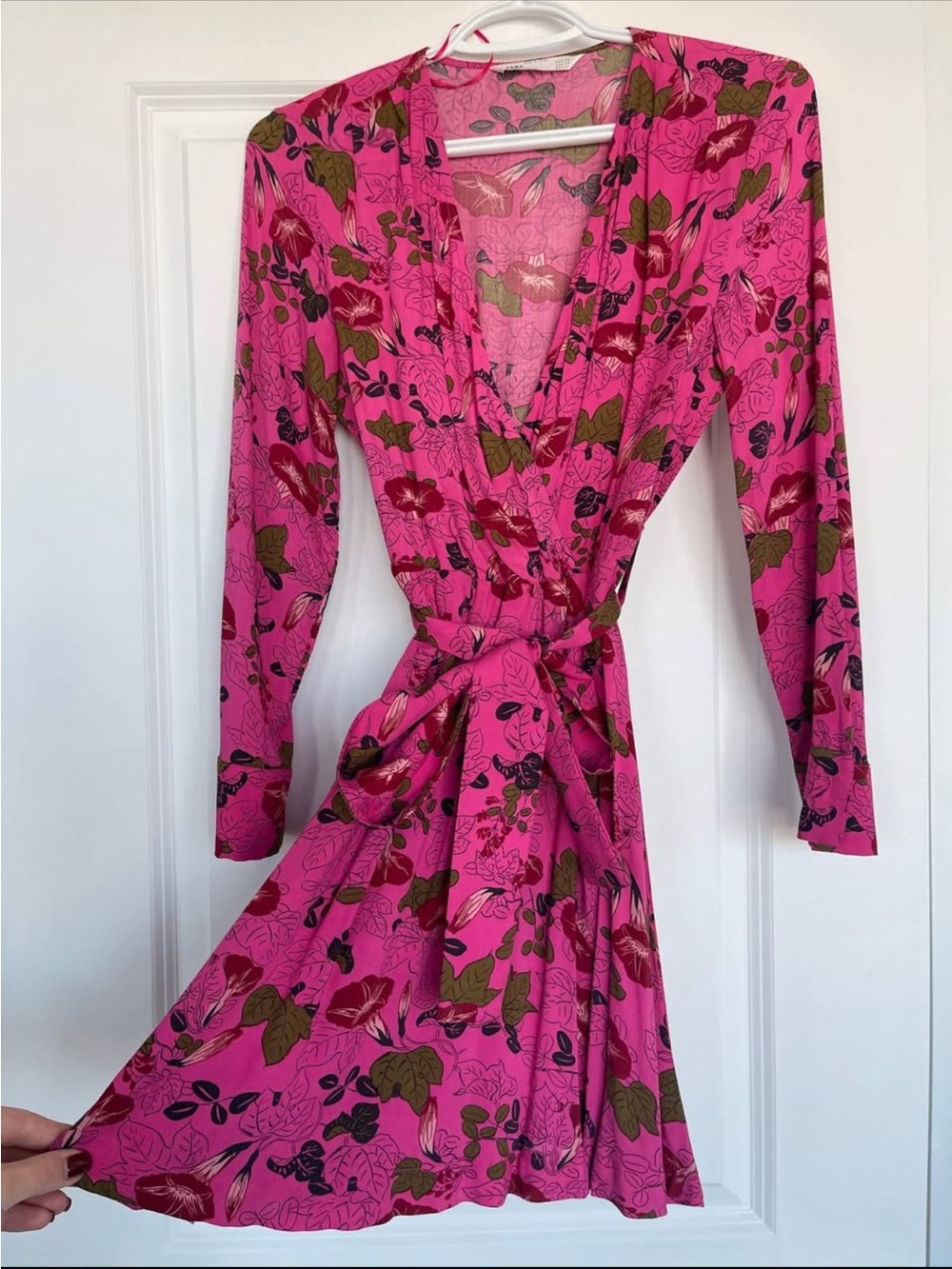 Zara Pink Floral Wrap Mini Dress